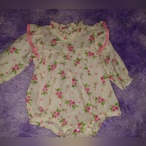 Vintage Floral Pink and Cream Kids Bodysuit